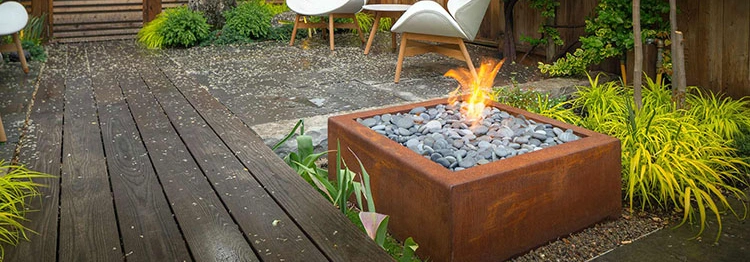 Corten Steel Square Shape Decoration Outdoor Gas Fire Pit