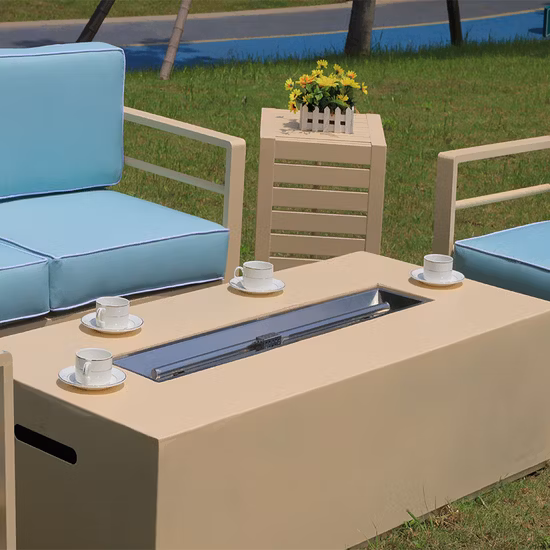 Набор для беседы на открытом воздухе с огненным столом, набор из 5 предметов, белый